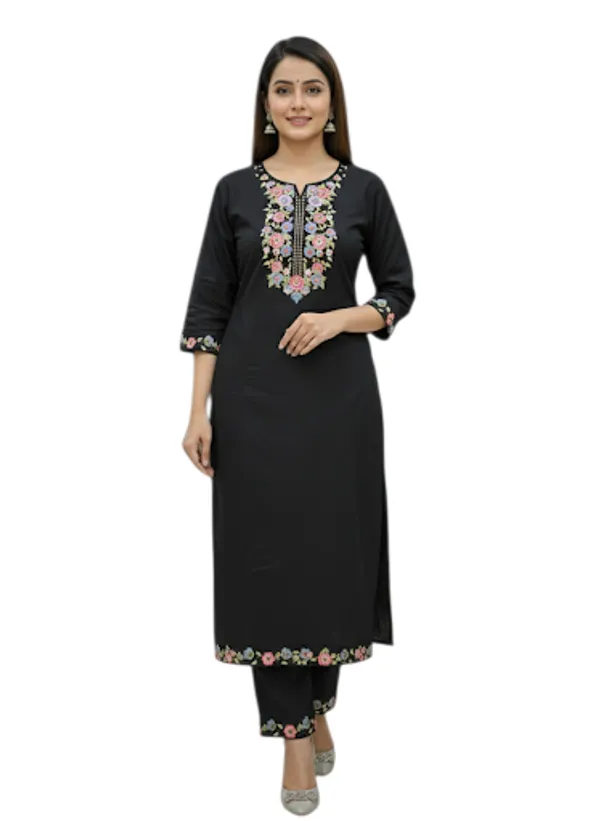 Black_Cotton_Blend_Kurta_Set_For_Women