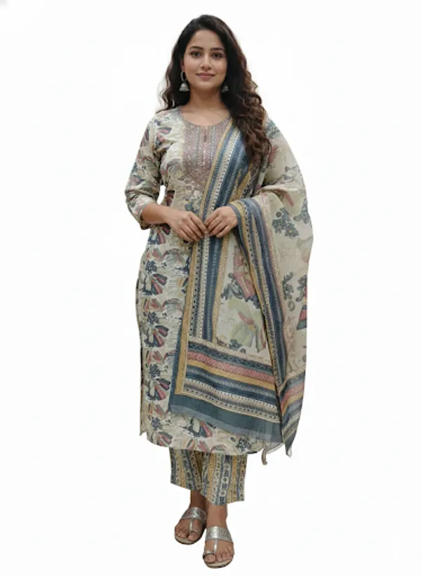 Grey_Cotton_Blend_Kurta_Set_For_Women