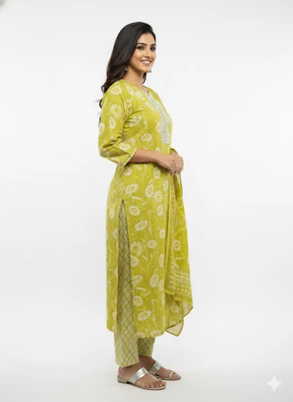 Green_Cotton_Rayon_Blend_Kurta_Set_For_Women