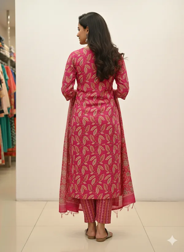 Red_Cotton_Blend_Kurta_Set_For_Women