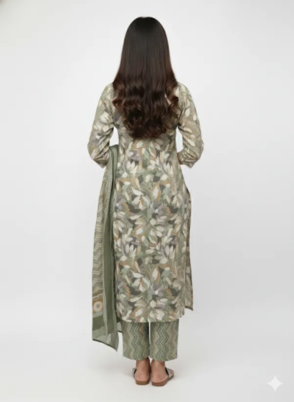 Green_Cotton_Kurta_Set_For_Women