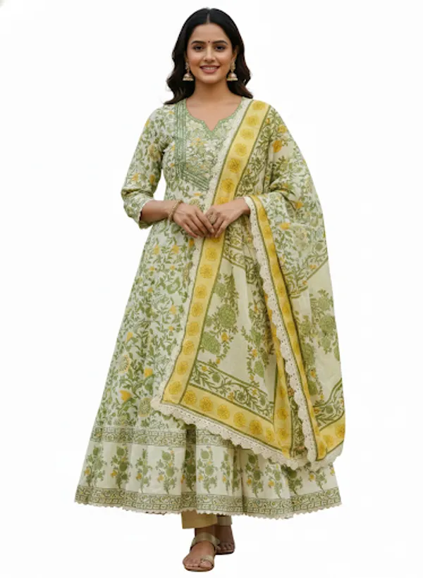 Green_Cotton_Anarkali_Suit_For_Women