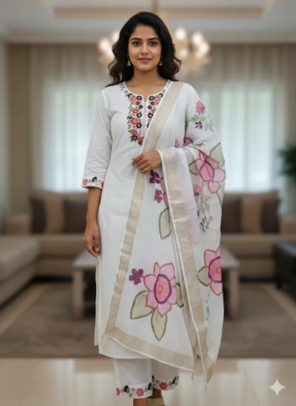 White_Cotton_Suit_Set_For_Women