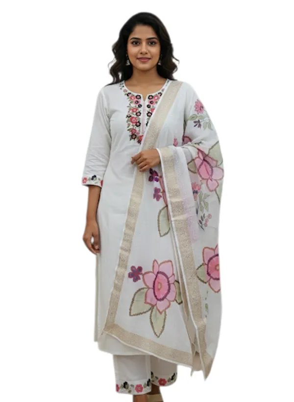 White_Cotton_Suit_Set_For_Women