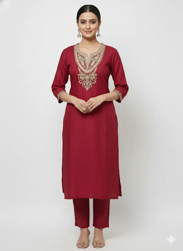 Maroon_Silk_Kurta_Set_For_Women