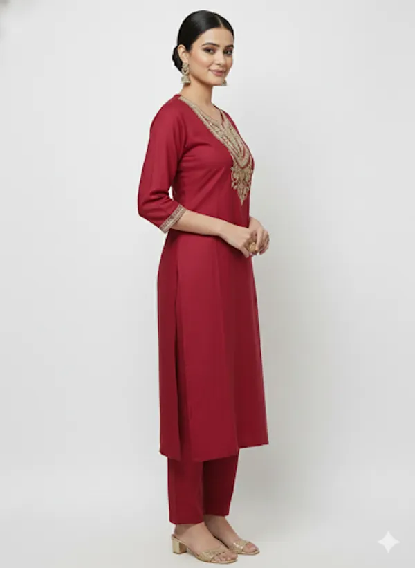 Maroon_Silk_Kurta_Set_For_Women