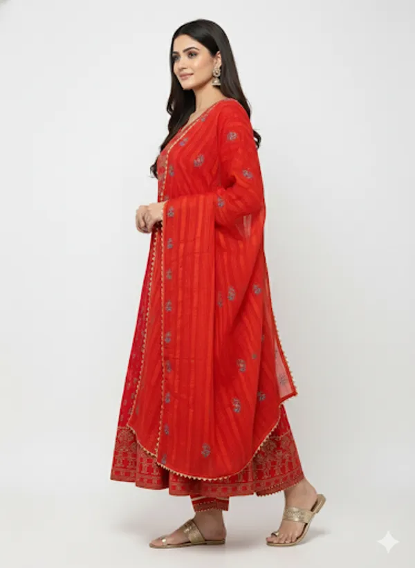 Red_Cotton_Anarkali_Kurti_For_Women