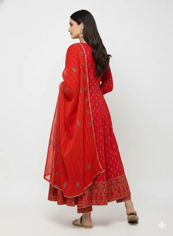 Red_Cotton_Anarkali_Kurti_For_Women