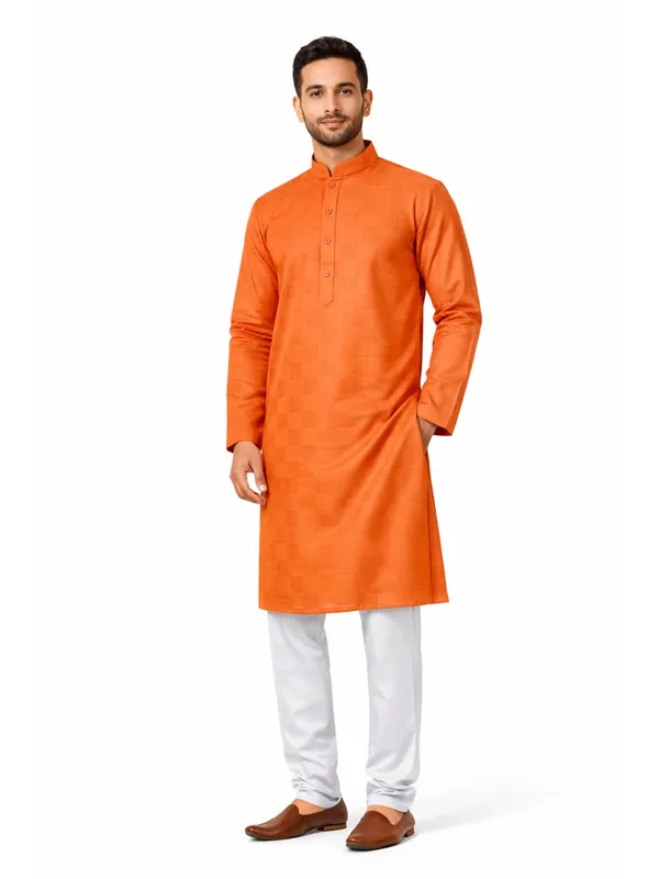 Orange_Cotton_Kurta_Pajama_For_Men