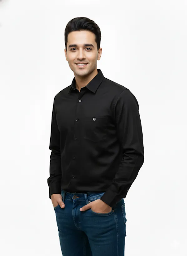 Black_Cotton_Blend_Shirt_For_Men