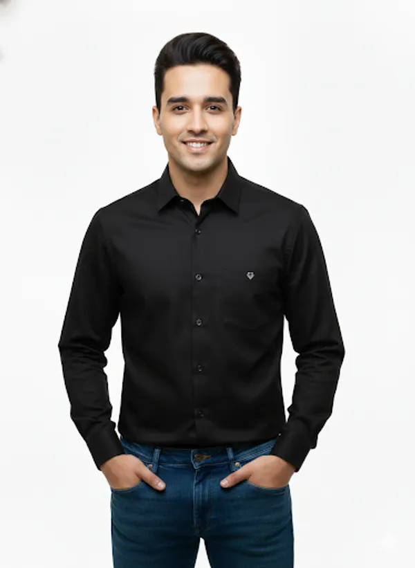 Black_Cotton_Blend_Shirt_For_Men
