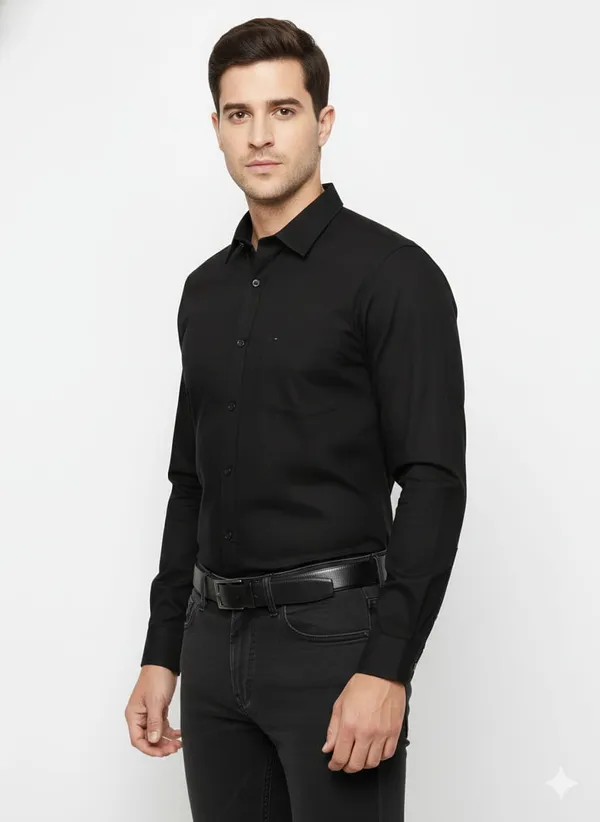 Black_Cotton_Blend_Shirt_For_Men