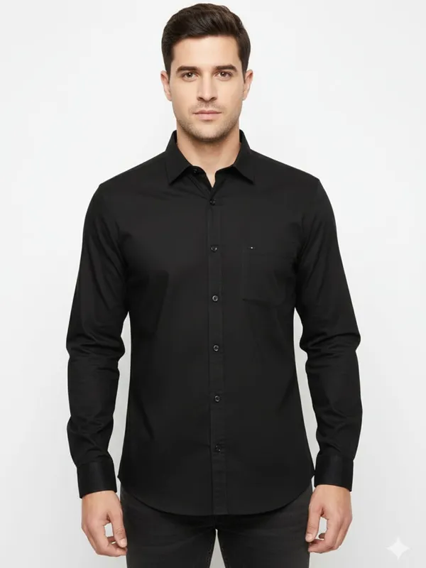 Black_Cotton_Blend_Shirt_For_Men
