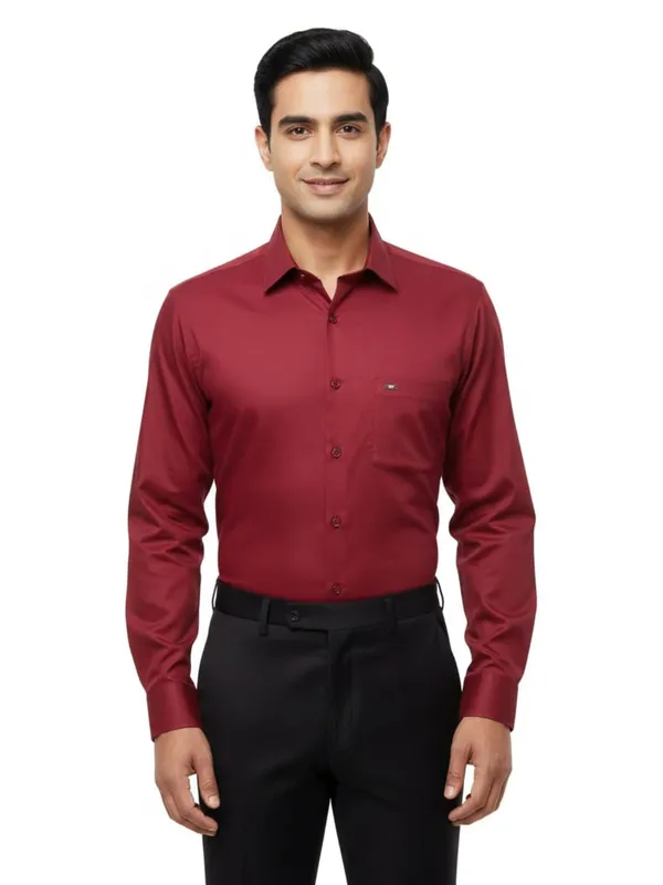 Maroon_Cotton_Blend_Shirt_For_Men