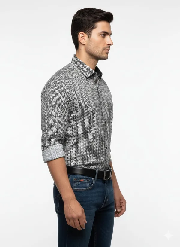 Grey_100%_Premium_Cotton_Blend_Shirt_For_Men