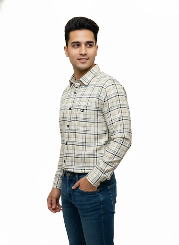 Cream_Cotton_Blend_Shirt_For_Men