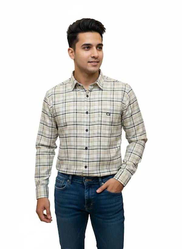 Cream_Cotton_Blend_Shirt_For_Men