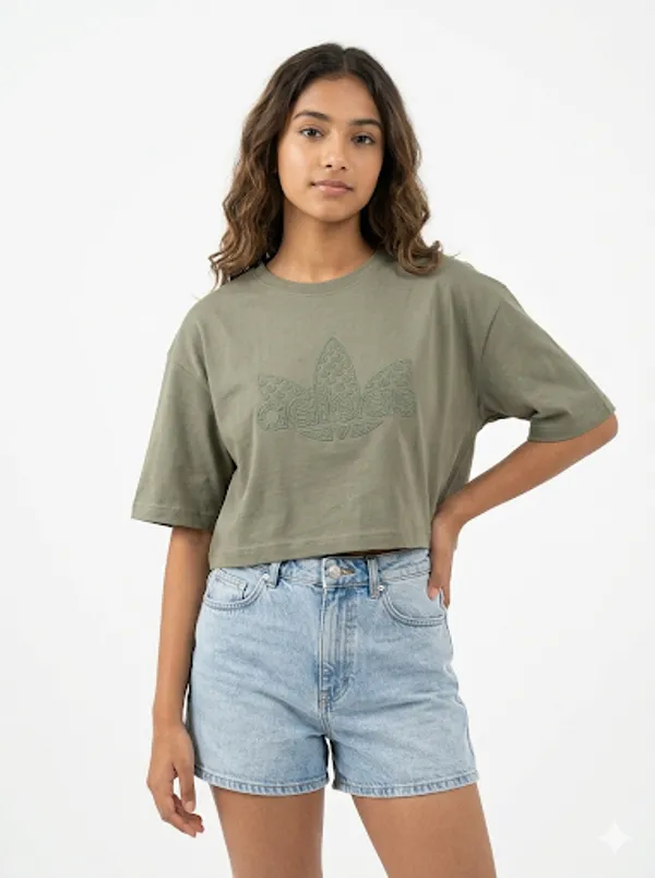 Olive_Green_Cotton_T-Shirt_For_Women