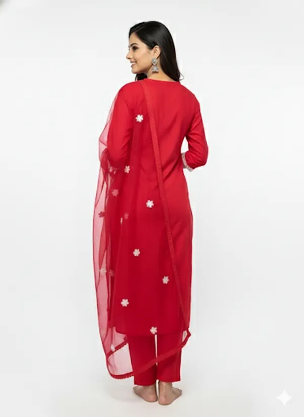 Red_Cotton_Kurta_Set_For_Women