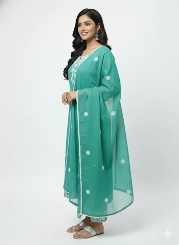 Sea_Green_Cotton_Rayon_Blend_Kurta_Set_For_Women