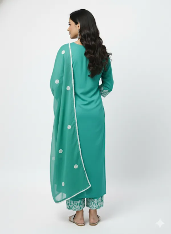 Sea_Green_Cotton_Rayon_Blend_Kurta_Set_For_Women