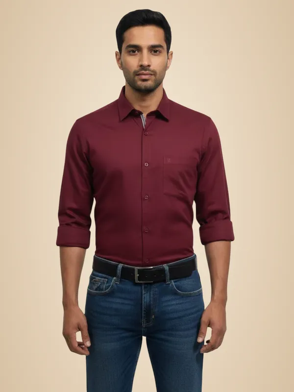 Maroon_100%_Cotton_Shirt_For_Men