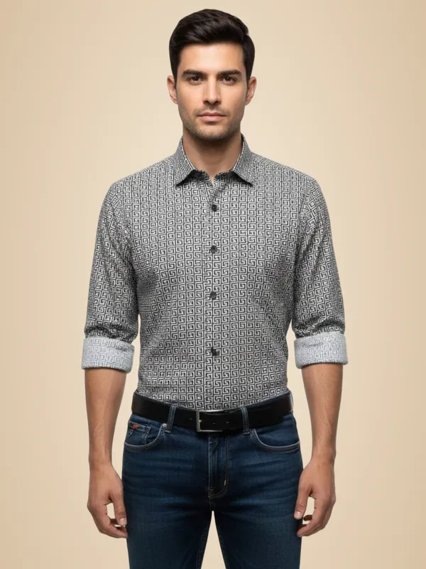 Grey_100%_Premium_Cotton_Blend_Shirt_For_Men
