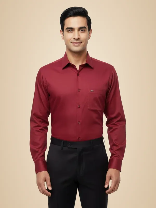 Maroon_Cotton_Blend_Shirt_For_Men