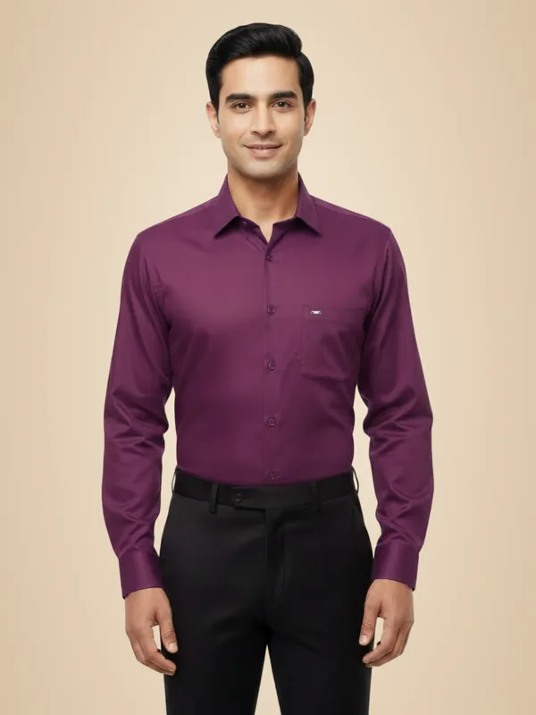 Dark_Purple_Cotton_Blend_Shirt_For_Men