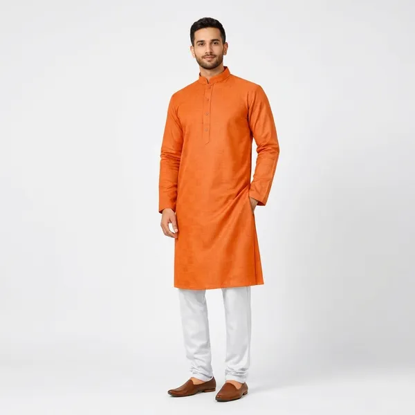 Orange_Cotton_Kurta_Pajama_For_Men