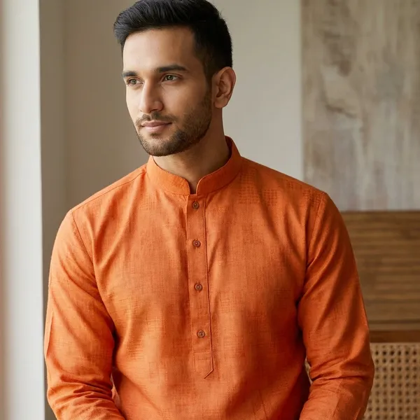 Orange_Cotton_Kurta_Pajama_For_Men