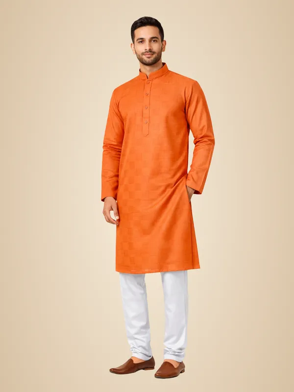 Orange_Cotton_Kurta_Pajama_For_Men