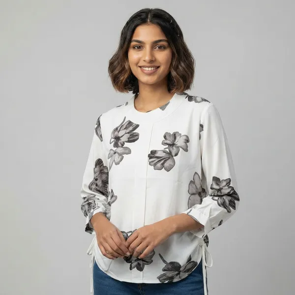 White_100%_Premium_Cotton_Blend_Top_For_Women