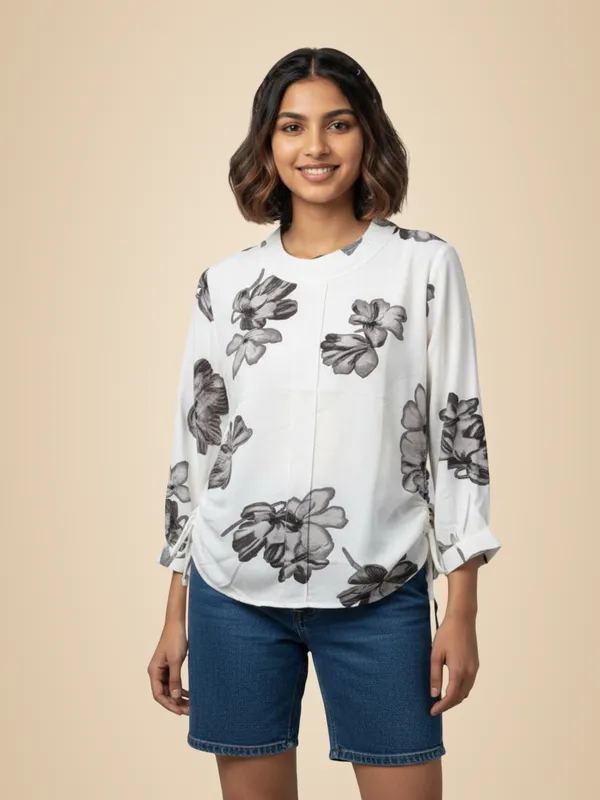 White_100%_Premium_Cotton_Blend_Top_For_Women