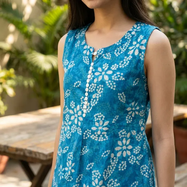 Blue_100%_Cotton_Top_For_Women