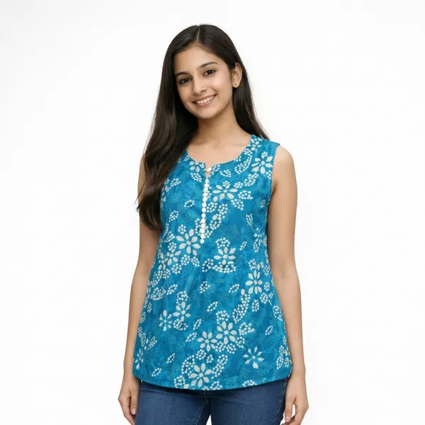 Blue_100%_Cotton_Top_For_Women