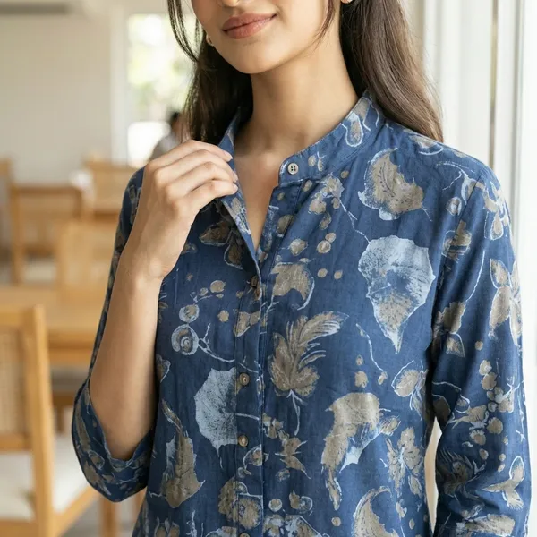 Blue_Floral_Cotton_Blend_Top_For_Women
