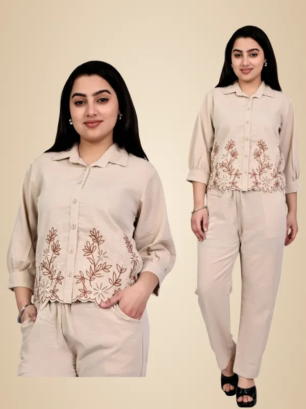 Beige_Cotton_Co-Ord_Set_For_Women