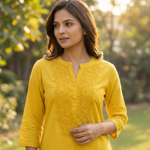 Yellow_Cotton_Kurti_For_Women