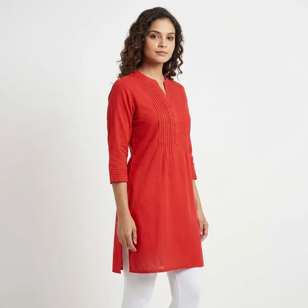 Red_Cotton_Blend_Kurti_For_Women