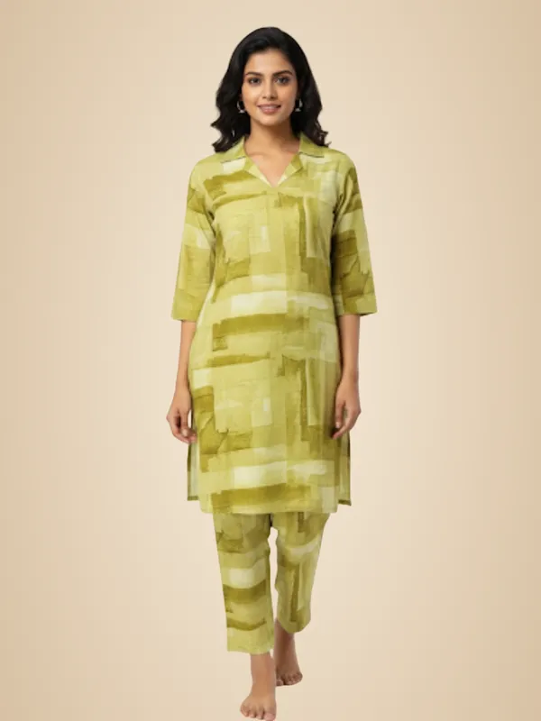 Green_100%_Premium_Cotton_Blend_Co-Ord_Set_For_Women