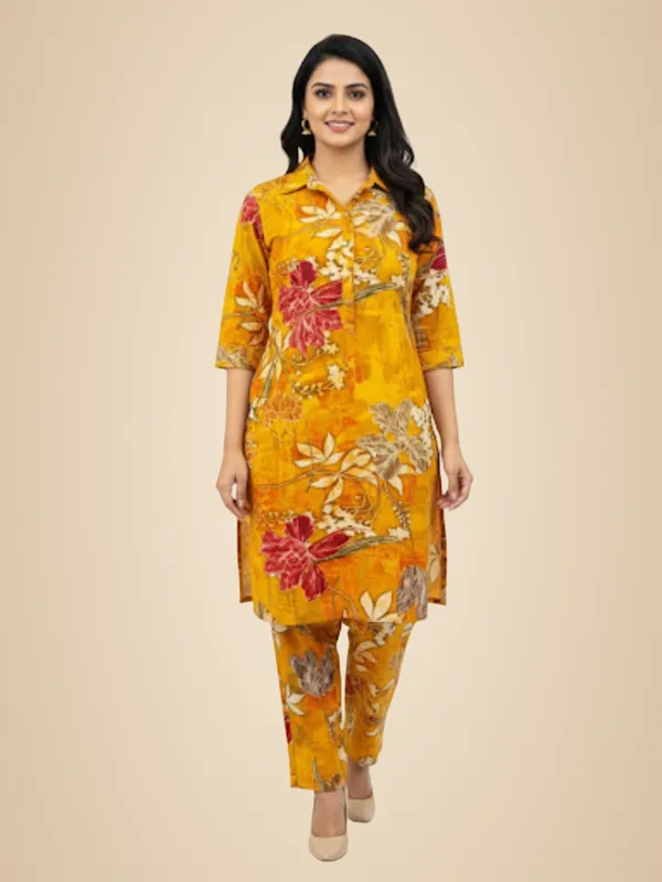 Yellow_100%_Premium_Cotton_Blend_Co-Ord_Set_For_Women