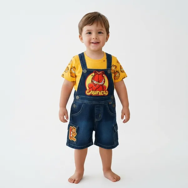 Yellow_And_Blue_Denim_Dungaree_Set_For_Kids