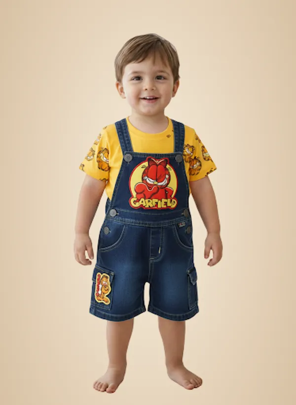 Yellow_And_Blue_Denim_Dungaree_Set_For_Kids