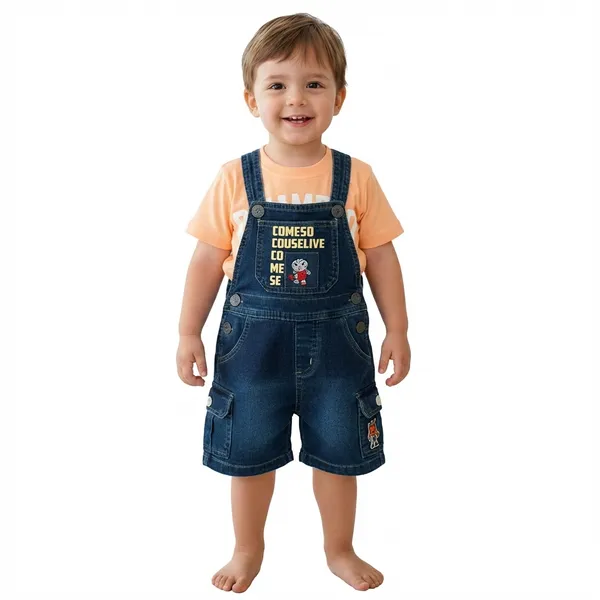 Peach_And_Blue_Cotton_Dungaree_Set_For_Kids