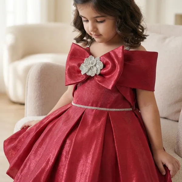Dark_Pink_Cotton_Blend_Frock_For_Girls