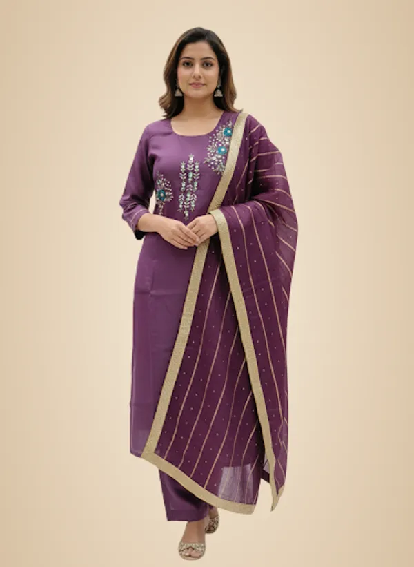 Purple_Cotton_Kurta_Set_For_Women