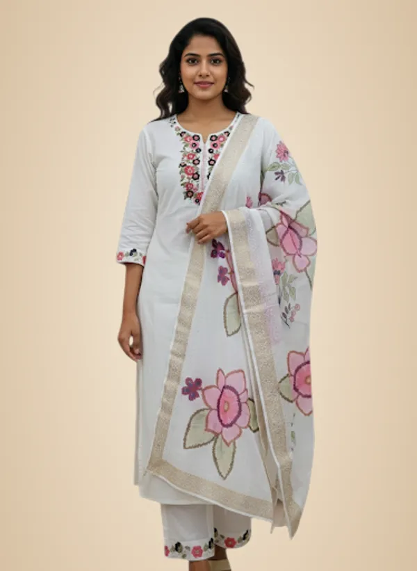 White_Cotton_Suit_Set_For_Women