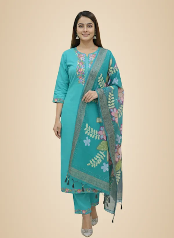 Sea_Green_Cotton_Suit_Set_For_Women