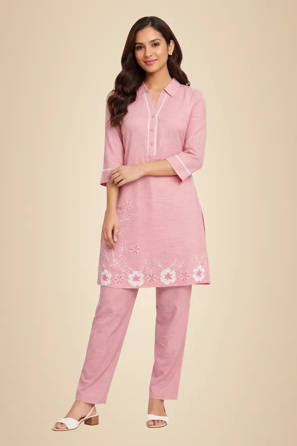 Pink_Cotton_Blend_Co-Ord_Set_For_Women
